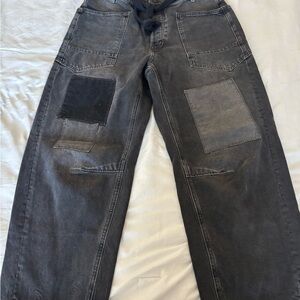 We The Free Moxie Pull-On Barrel Jeans in Charcoal Black